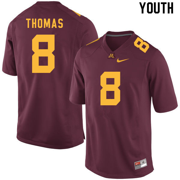 Youth #8 Ky Thomas Minnesota Golden Gophers College Football Jerseys Sale-Maroon - Click Image to Close